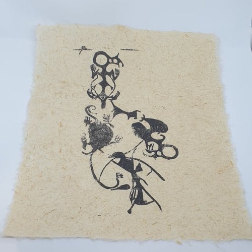 Large Rock Art Print on Harakeke Paper - Full Taniwha